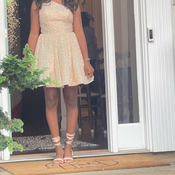 Sherri Hill Champagne Dress - Picture 4 of 5